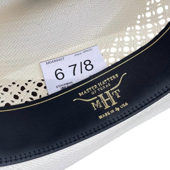 Master Hatters of Texas straw cowgirl hat hard white lace trim gold beads - Picture 5 of 6